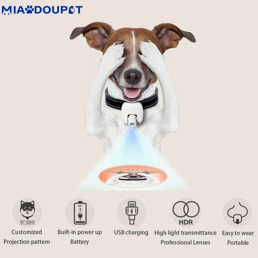 MIAODOUPET 3D Projection Light Custom Photo Name Dog Pet Walking Social Light Projection Illustrated Projection Dog Pendant